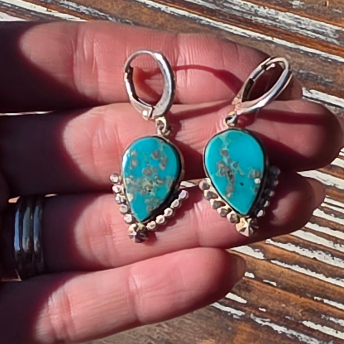 Persian Turquoise earrings with Bead details