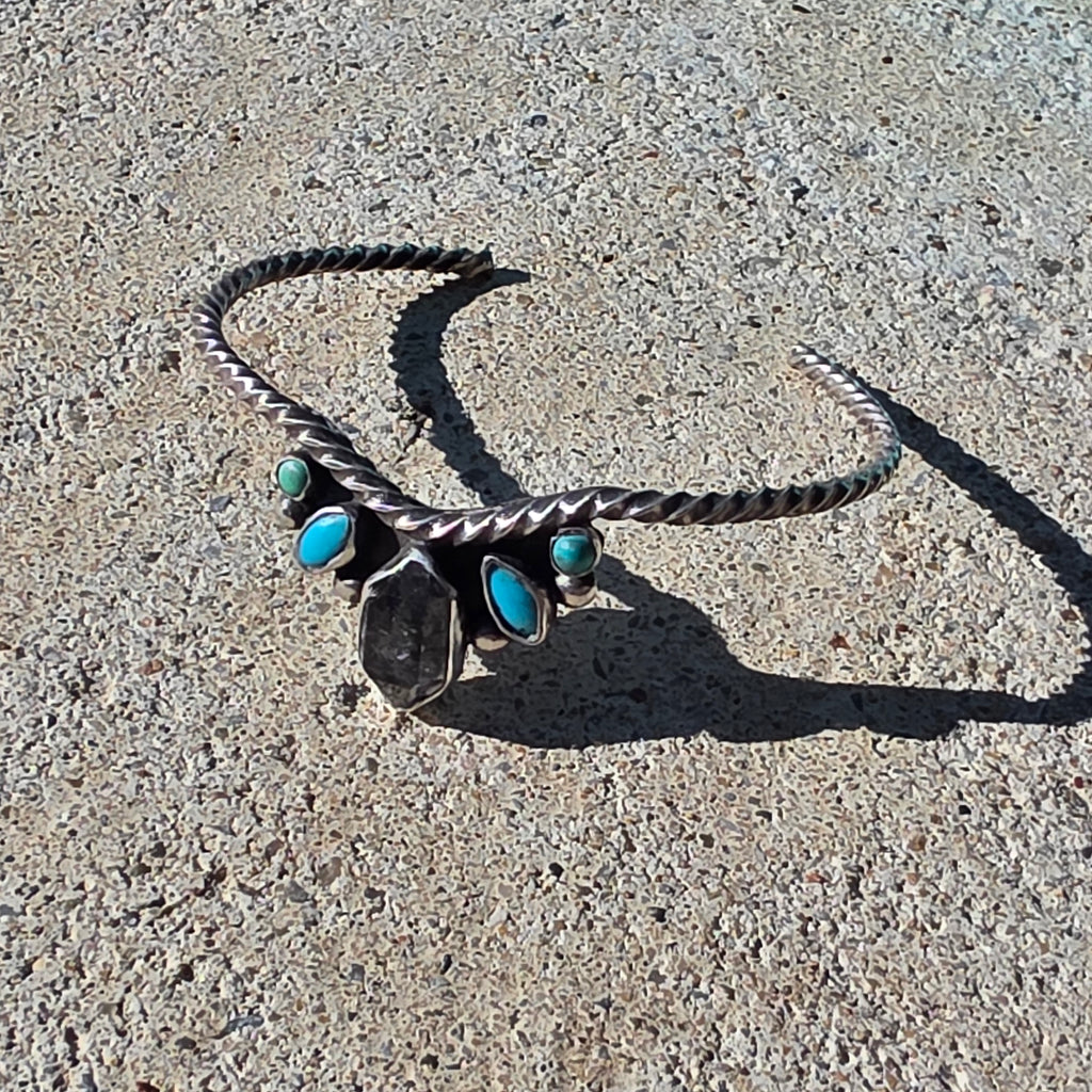Herkimer, Turquoise & Sterling Drop Cuff