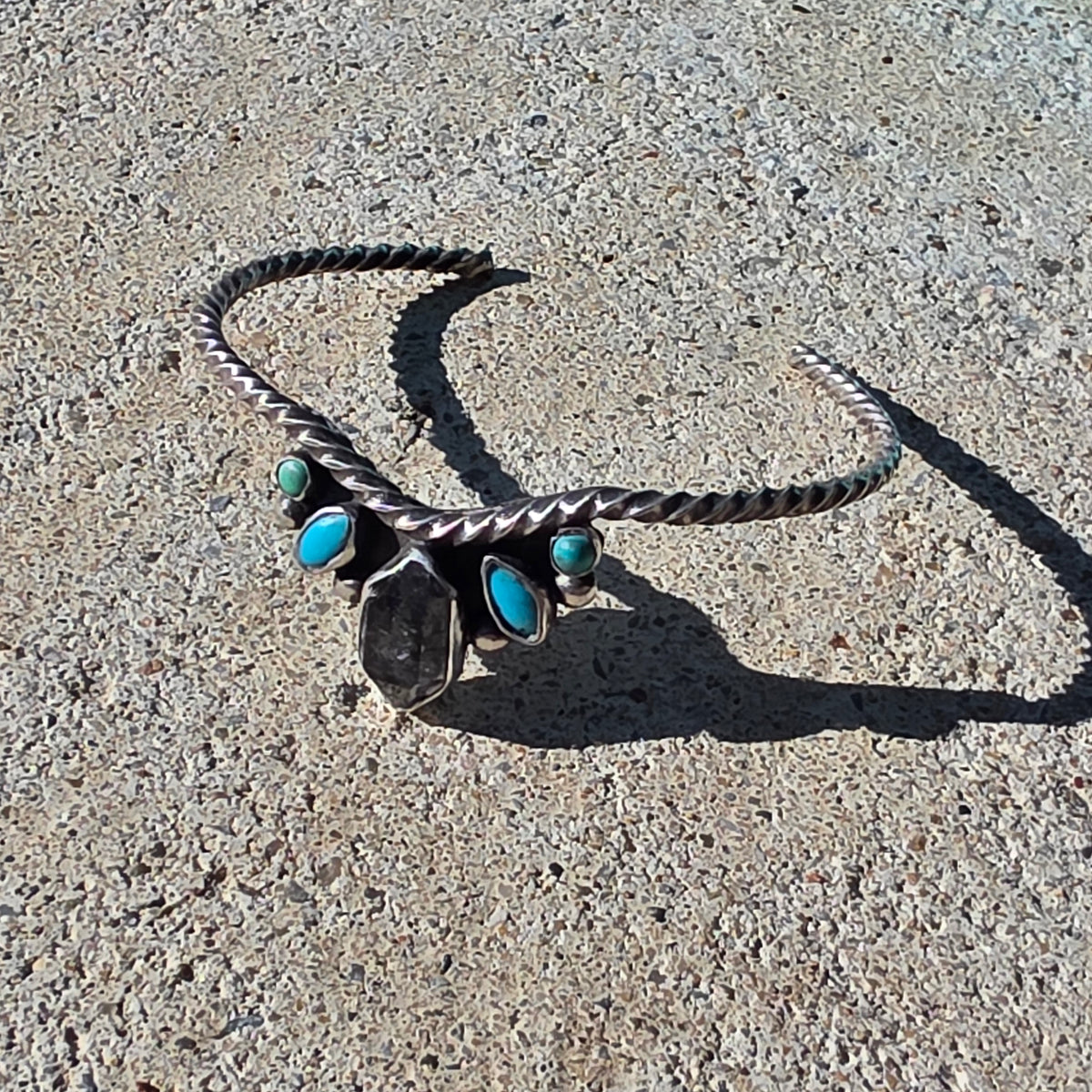 Herkimer, Turquoise & Sterling Drop Cuff
