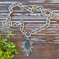 Turquoise Nugget Stamped Pendant Necklace