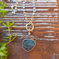 Blue Diamond Turquoise Stamped Pendant Necklace