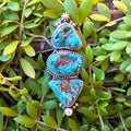 Size 7.5 Turquoise Nugget, CZ  and Wide Double Stamped Band Ring