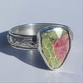 Sz. 8 Watermelon Tourmaline Ring with floral band