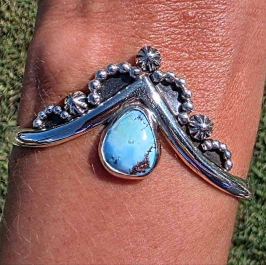 Golden Hills Turquoise Stamped Sterling Cuff