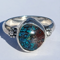Sz. 8.75 Bisbee Turquoise and Stamped Details Sterling Ring