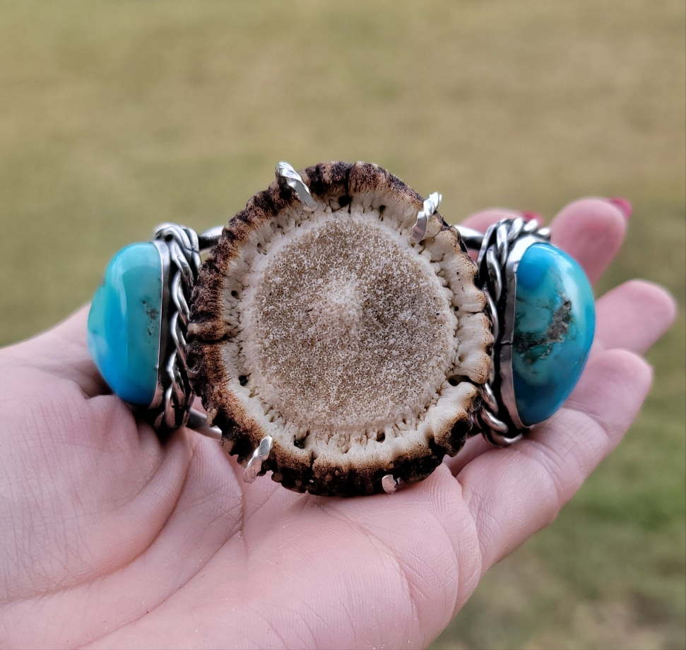 Antler Pedicle and Sleeping Beauty Turquoise Cuff