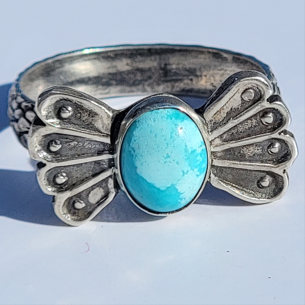 Sz 7 Turquoise Butterfly Ring
