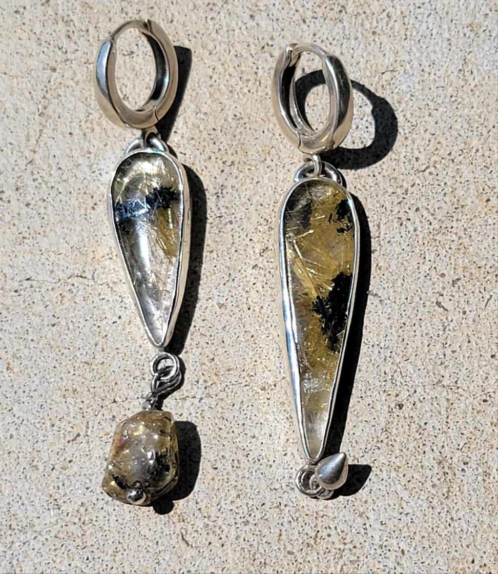 Rutile Quartz and Sterling Earrings