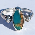 Sz. 8.25  Royston Turquoise and Stamped Details Sterling Ring