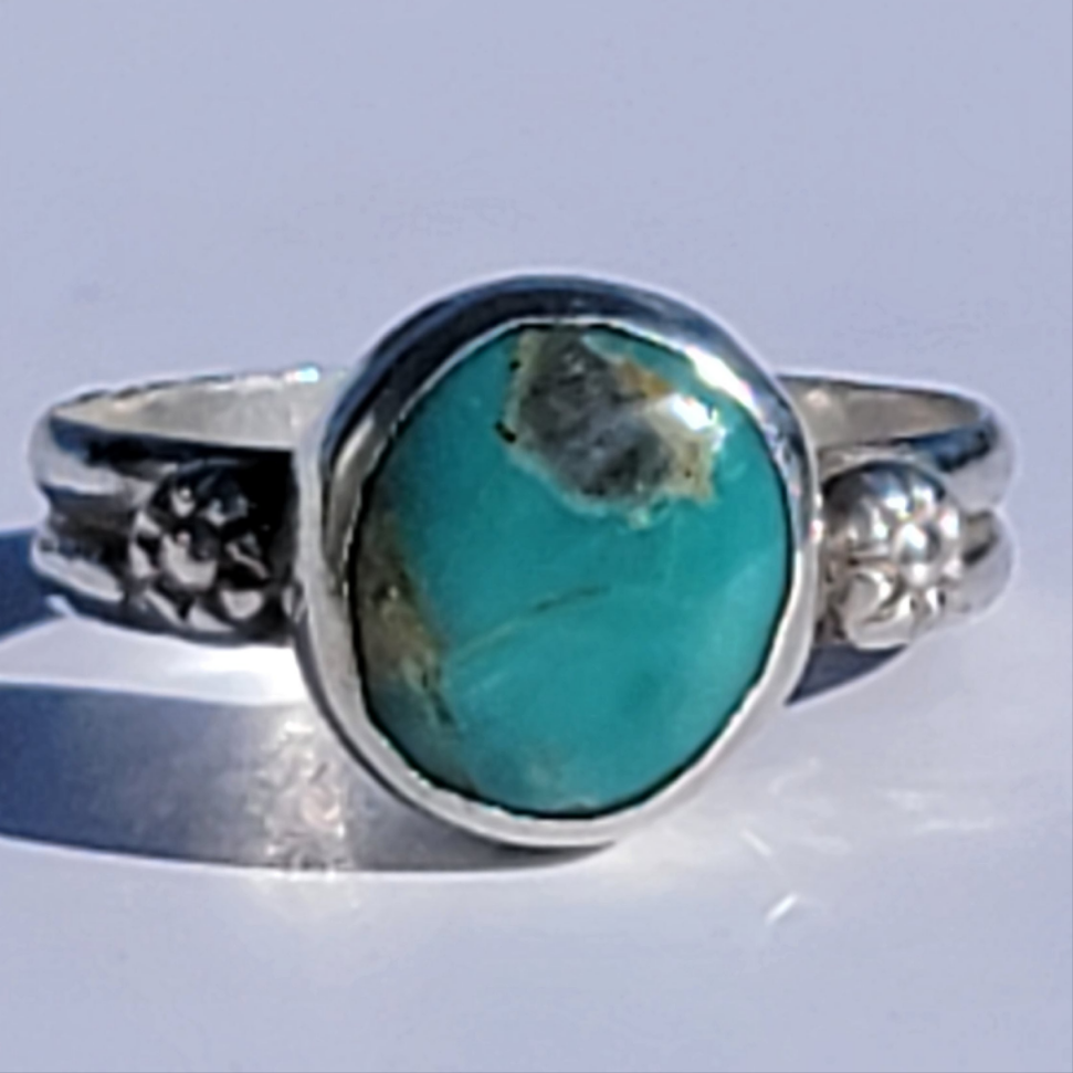 Sz. 8.5 Royston Turquoise and sterling double round band