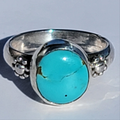 Sz. 5.75  Royston Turquoise and Stamped Details Sterling Ring
