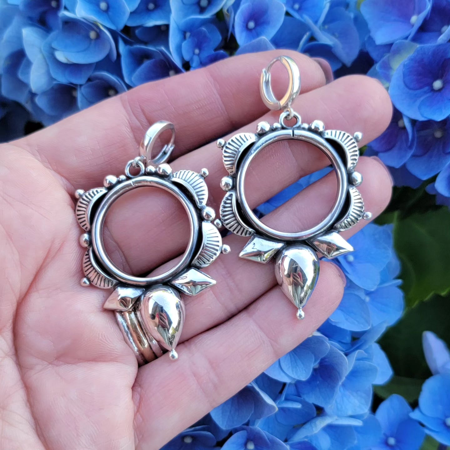 Stamped Sterling Hoop Earrings