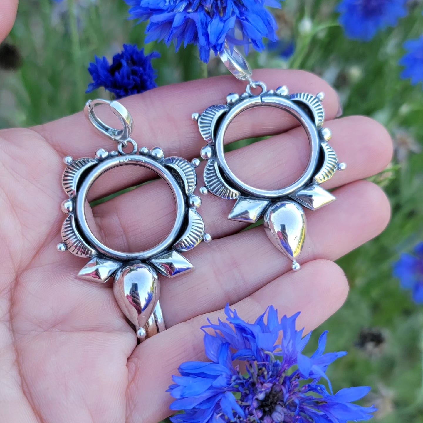 Stamped Sterling Hoop Earrings