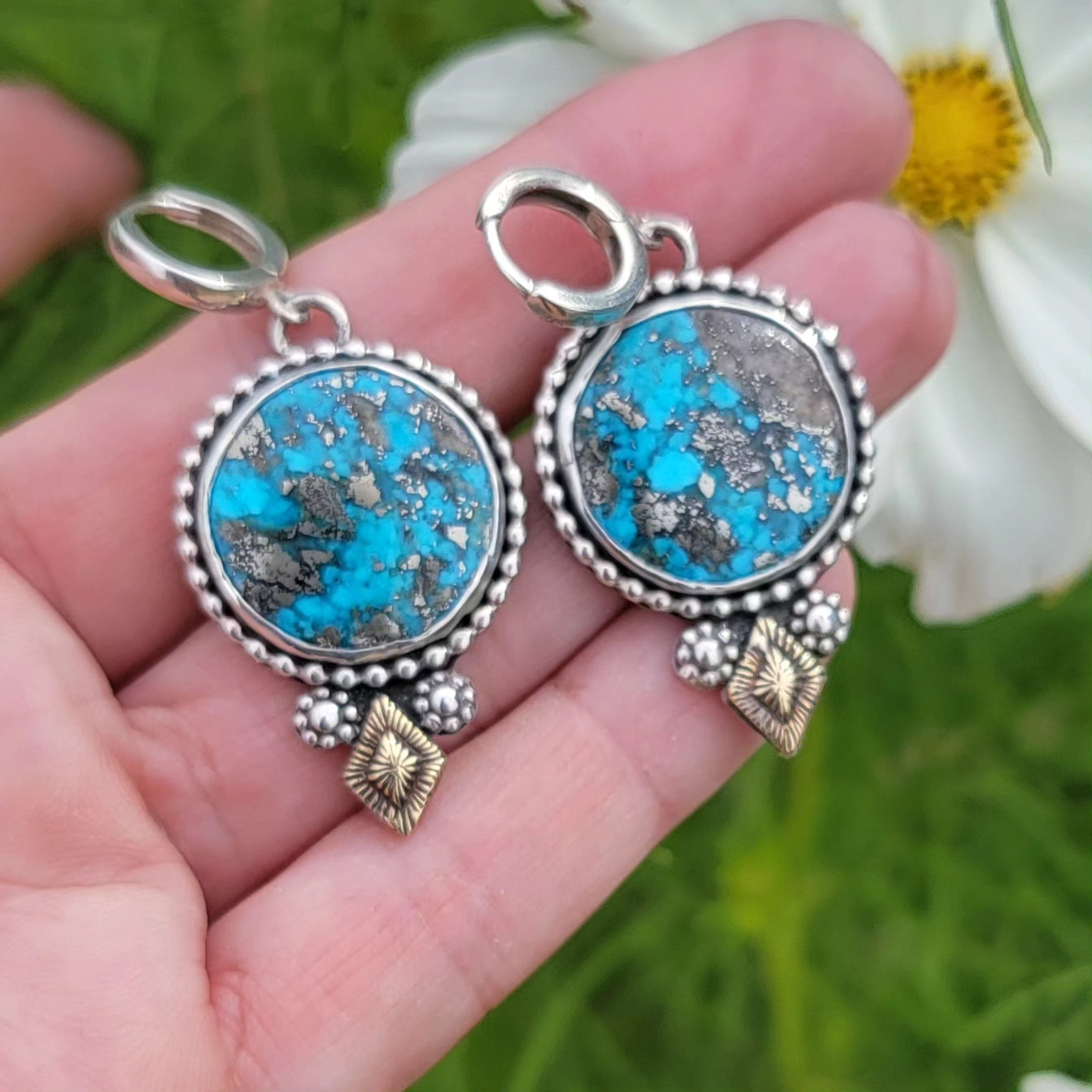 Persian Turquoise and Sterling Earrings