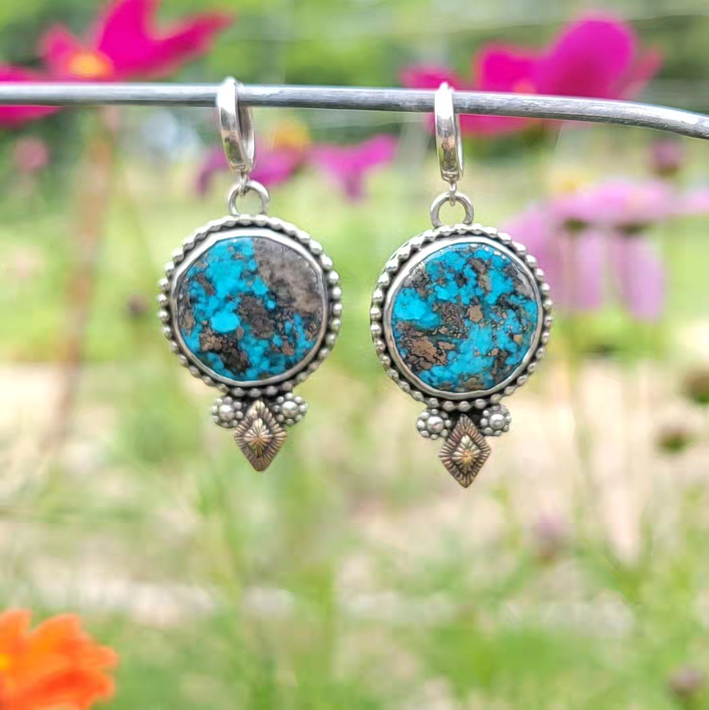 Persian Turquoise and Sterling Earrings