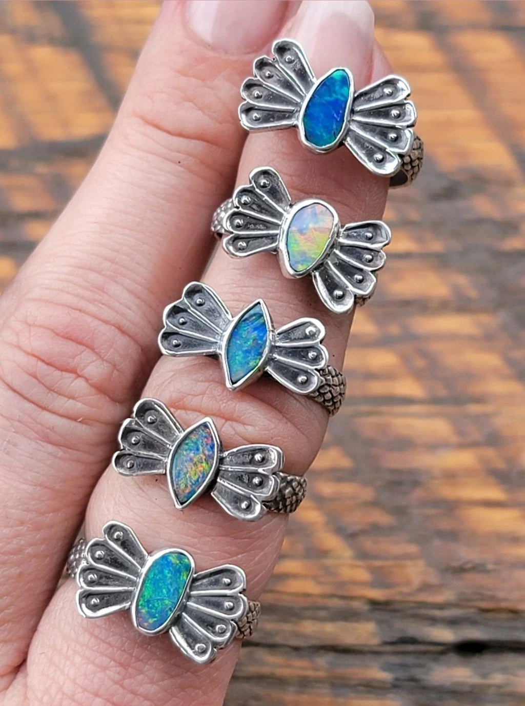 Sz 6.25  Australian Opal Butterfly Ring