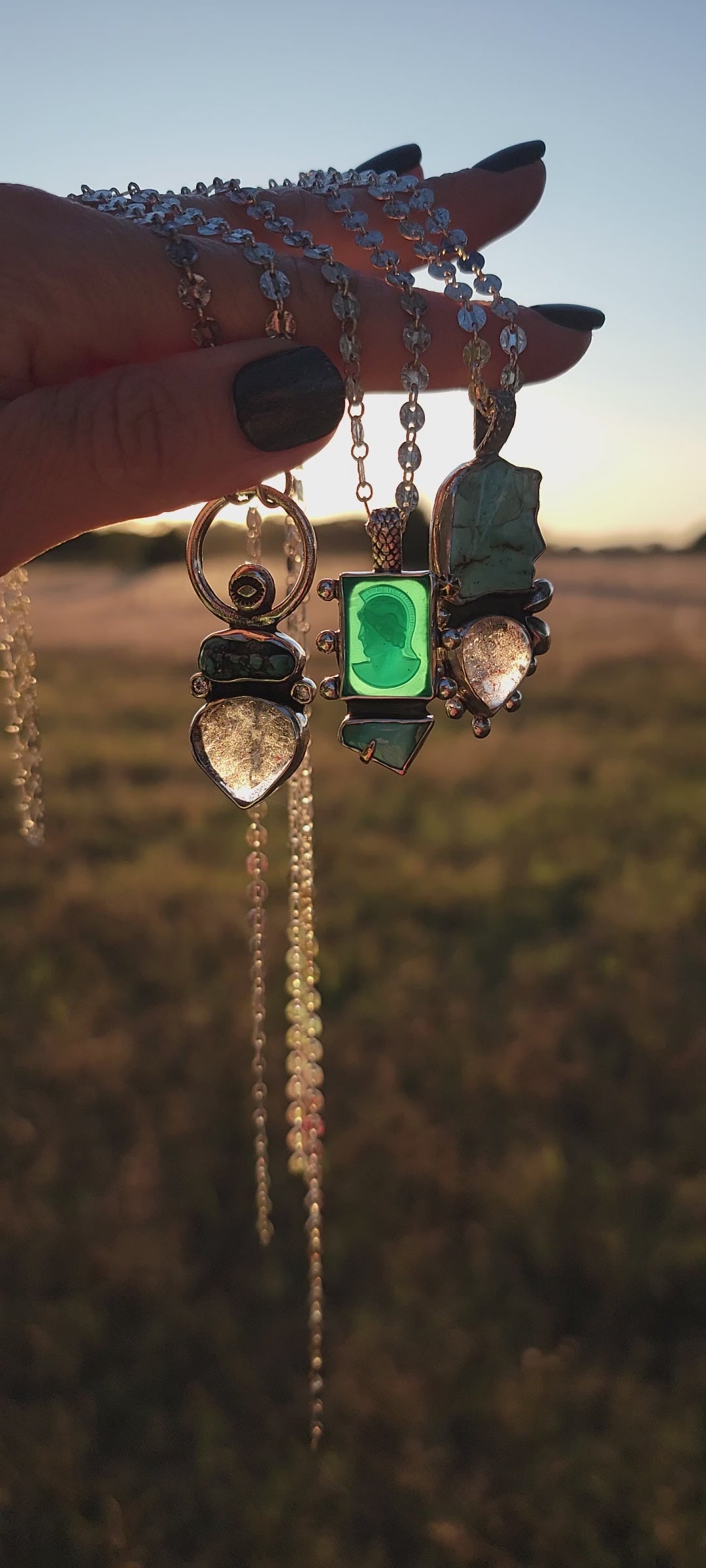 Royston Turquoise, Roman Itaglio 14k and Sterling Pendant
