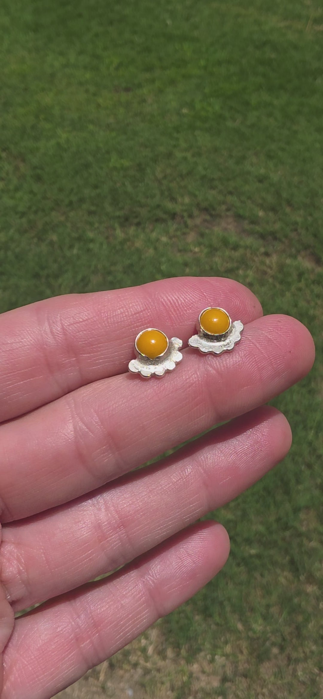 Yellow Rosarita and Sterling studs with bead detail