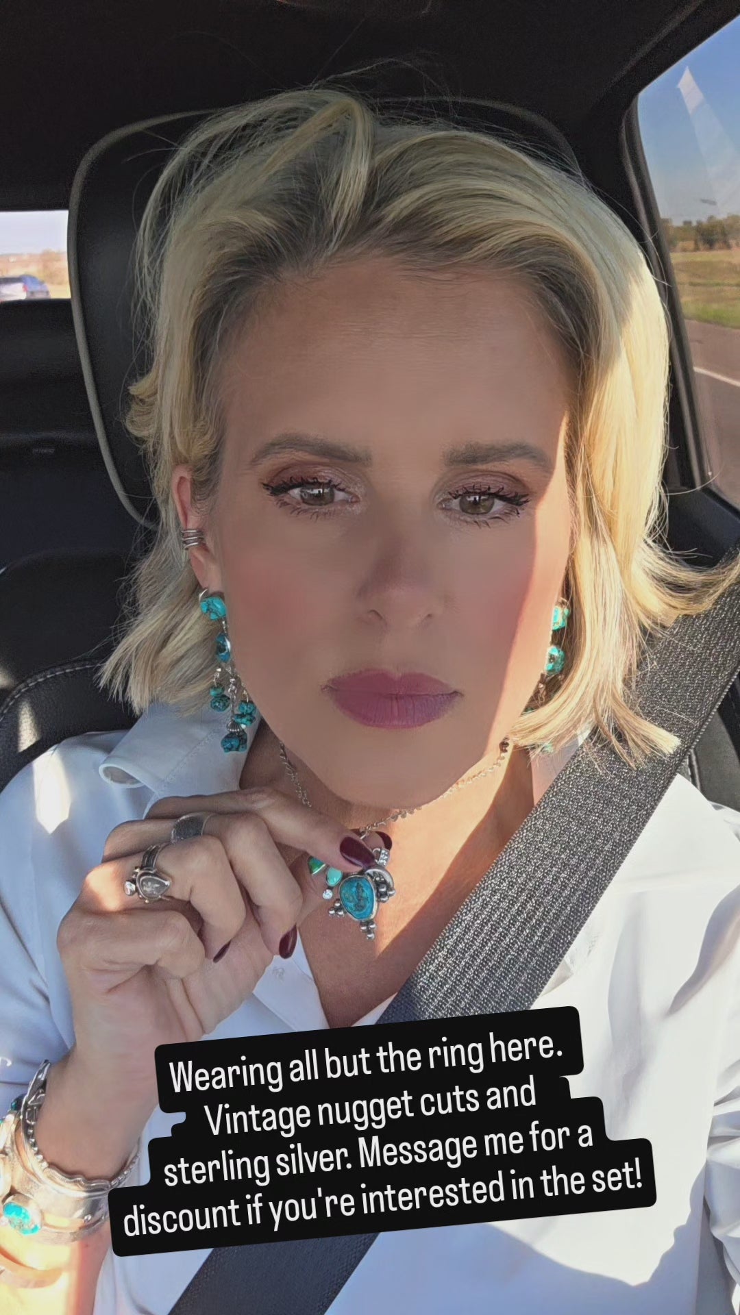 Turquoise Nugget and Sterling Silver Chandelier earrings