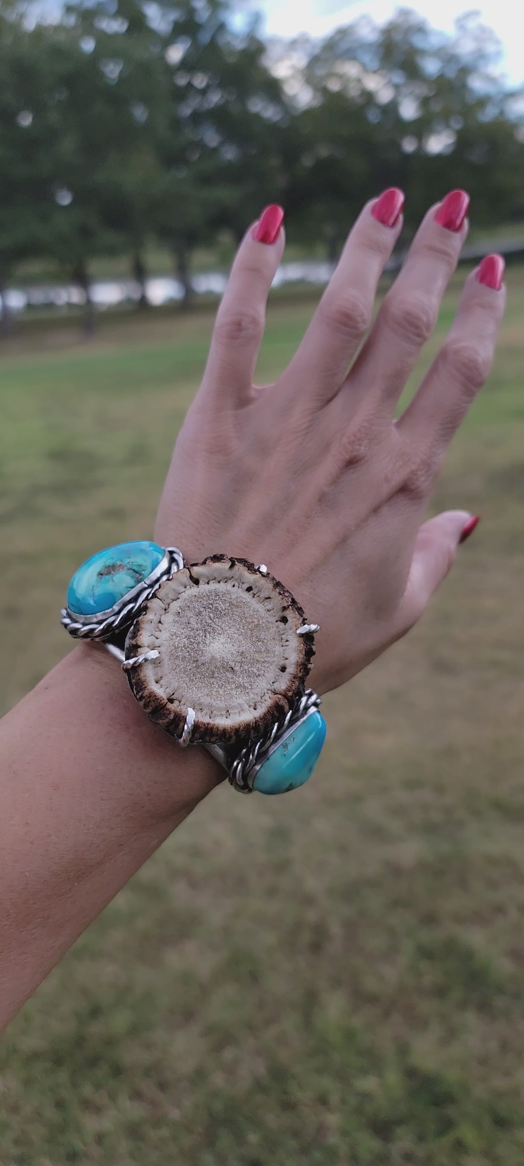 Antler Pedicle and Sleeping Beauty Turquoise Cuff