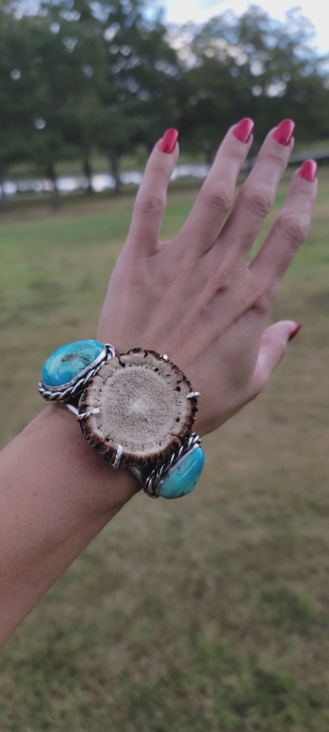 Antler Pedicle and Sleeping Beauty Turquoise Cuff