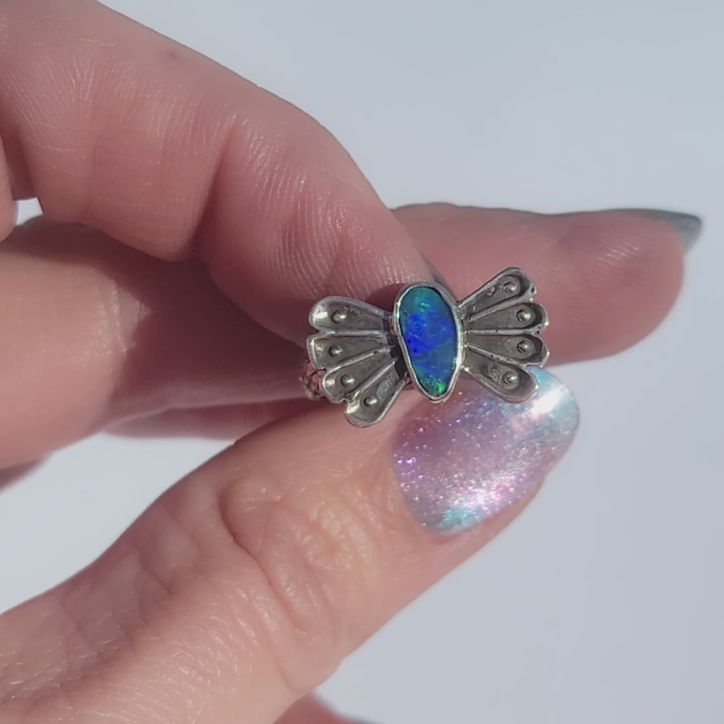 Sz 6.25  Australian Opal Butterfly Ring