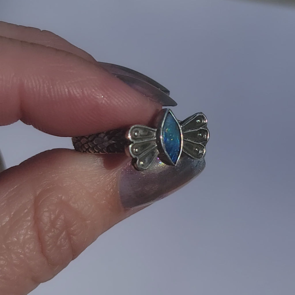 Sz  6.75 Australian Opal Butterfly Ring