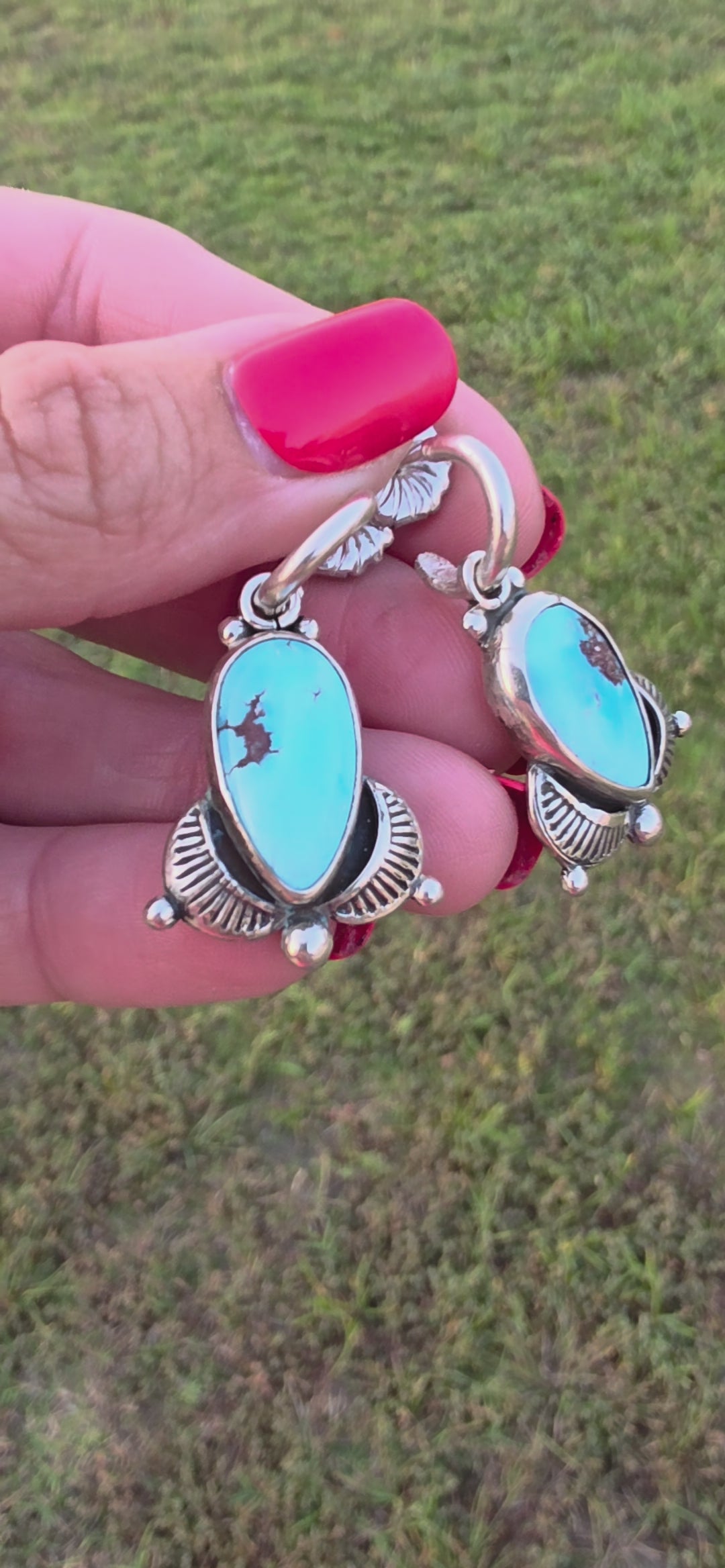 Golden Hills Lavender Turquoise charm earrings with stamped details