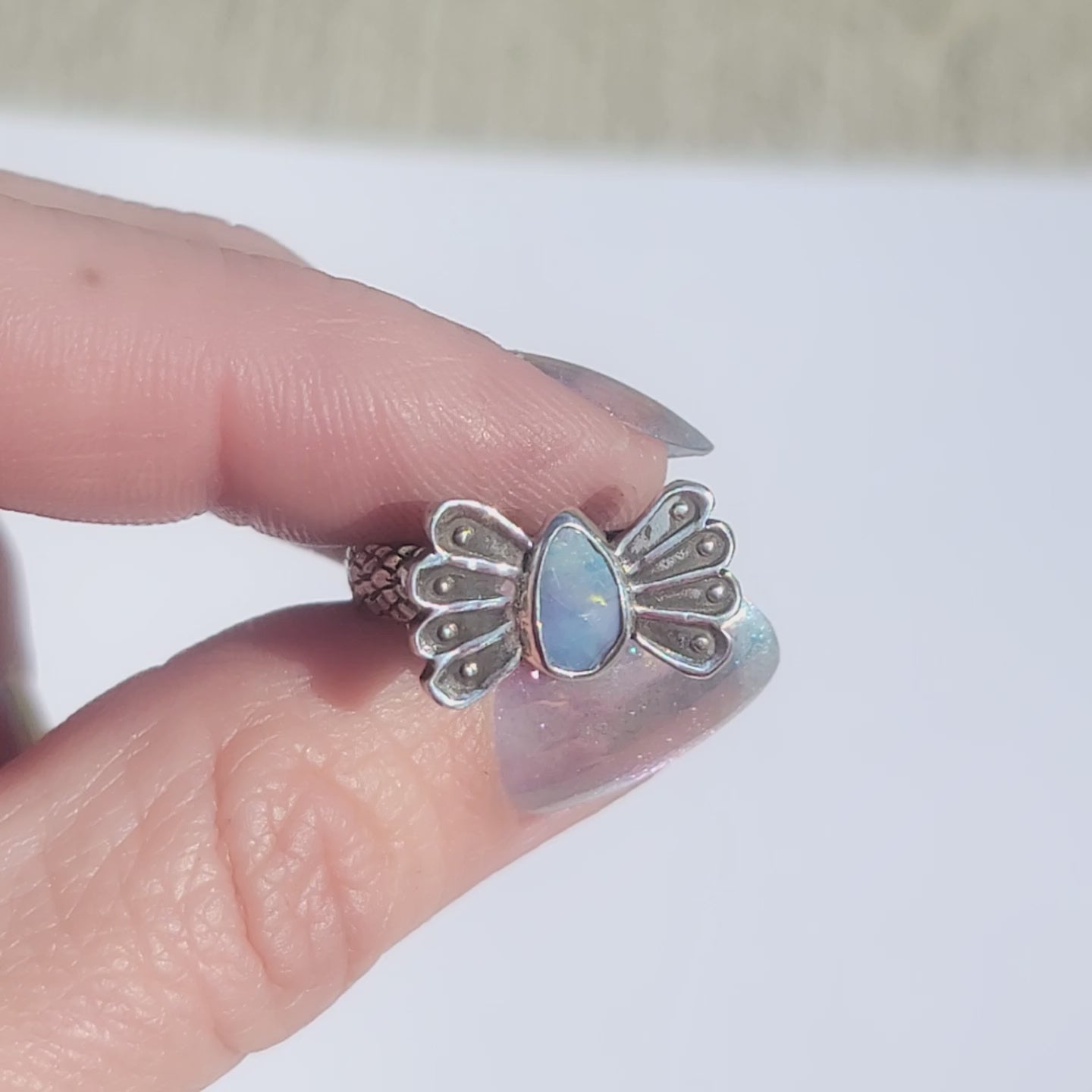 Sz 5.75  Australian Opal Butterfly Ring