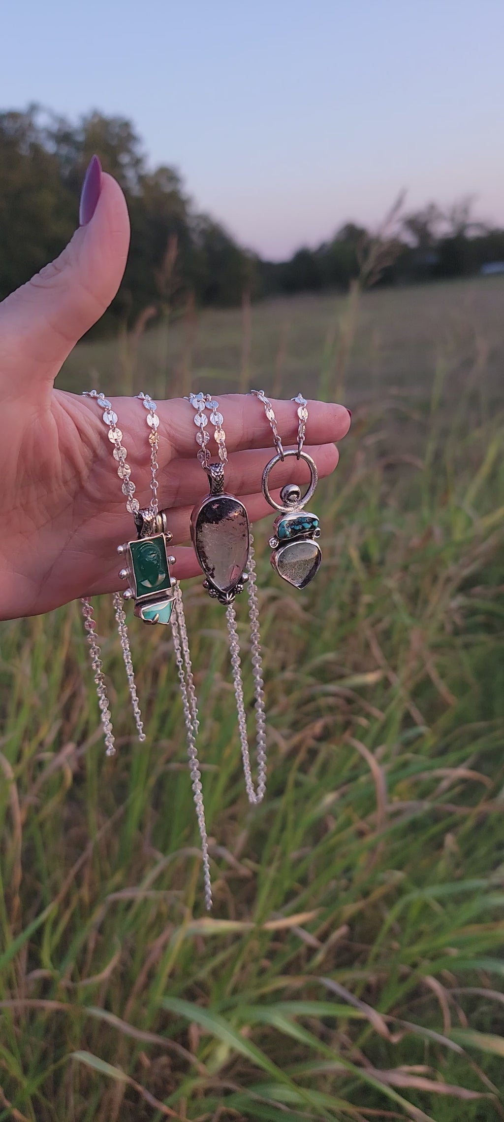 Royston Turquoise, Roman Itaglio 14k and Sterling Pendant