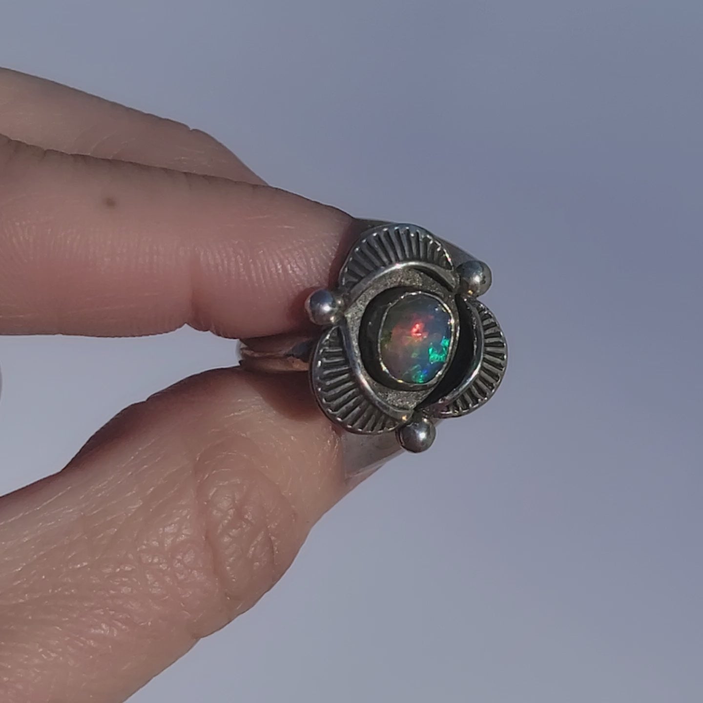 Ethiopian Opal Bloom Shadowbox Ring, Size 7
