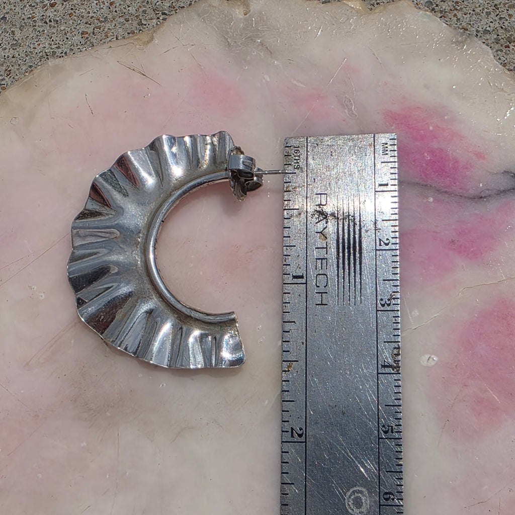 Wavy Sterling Silver Handmade Hoop Earrings