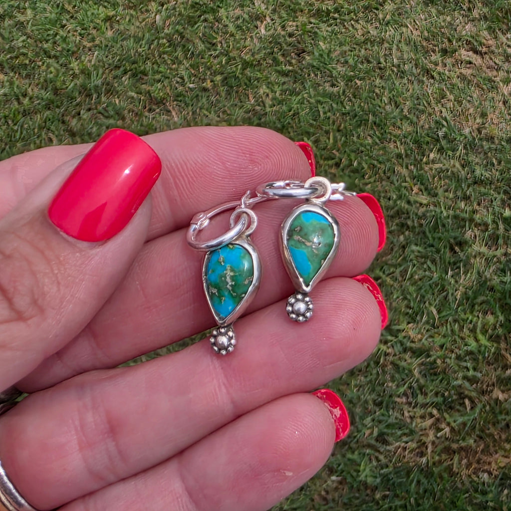 Sonoran Gold Turquoise charm earrings with Bead details