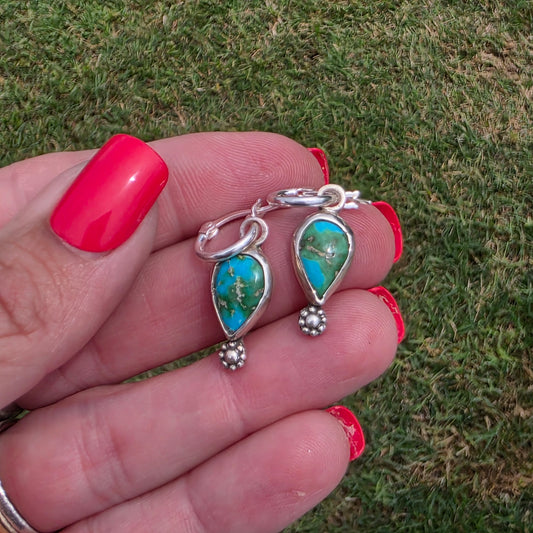 Sonoran Gold Turquoise charm earrings with Bead details