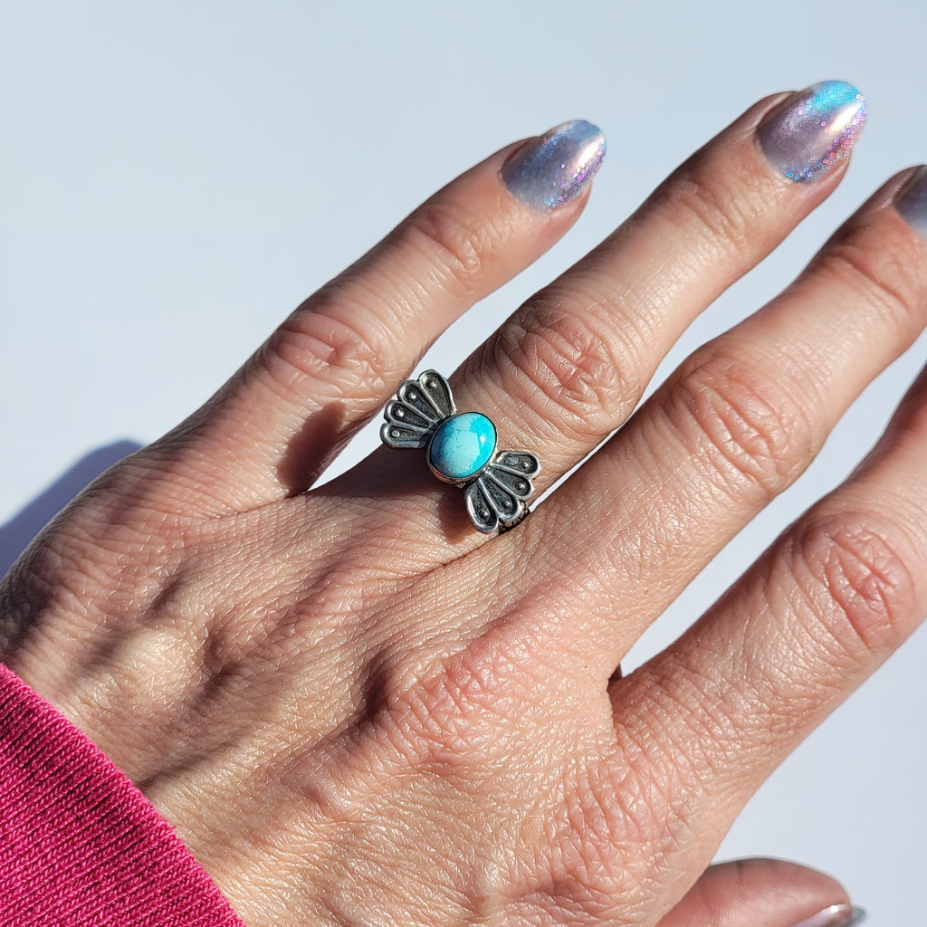 Sz 7 Turquoise Butterfly Ring