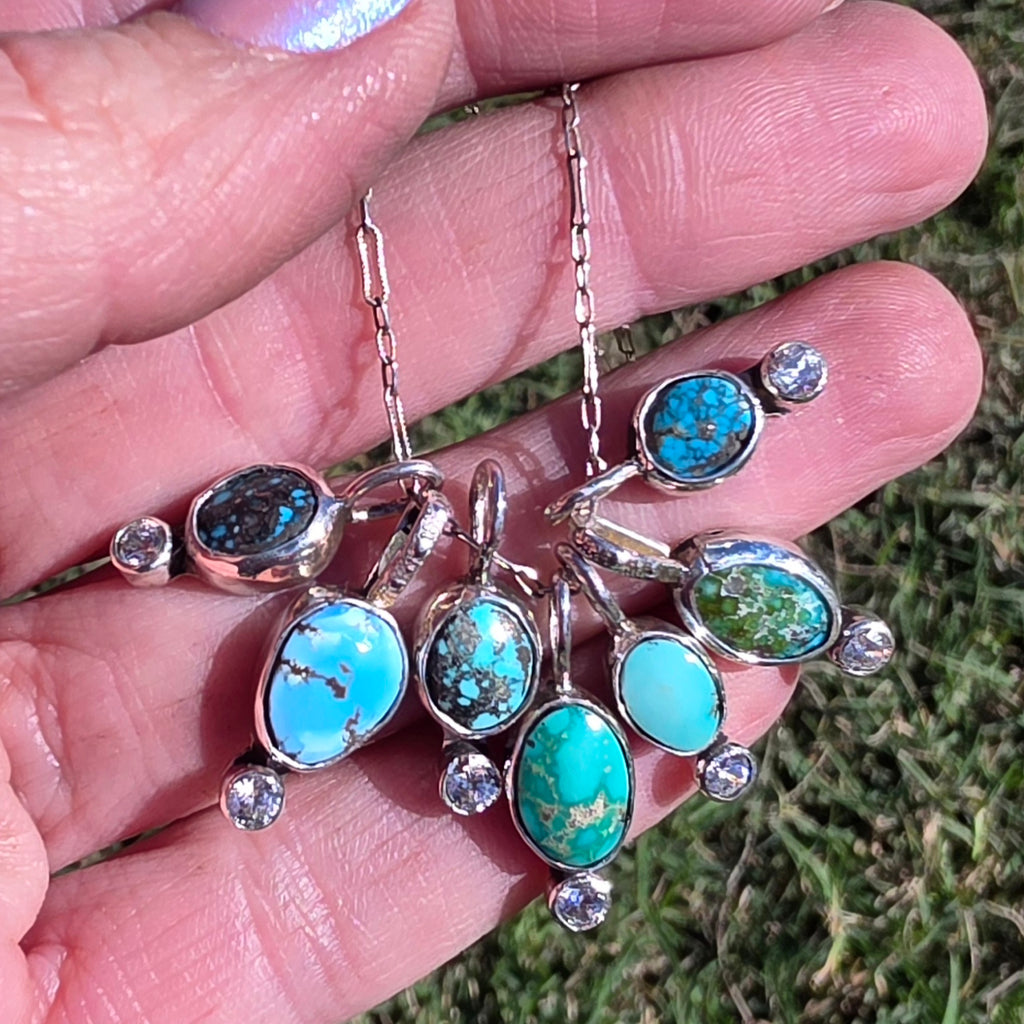 #3 Emerald Valley Tiny Turquoise and CZ Pendant