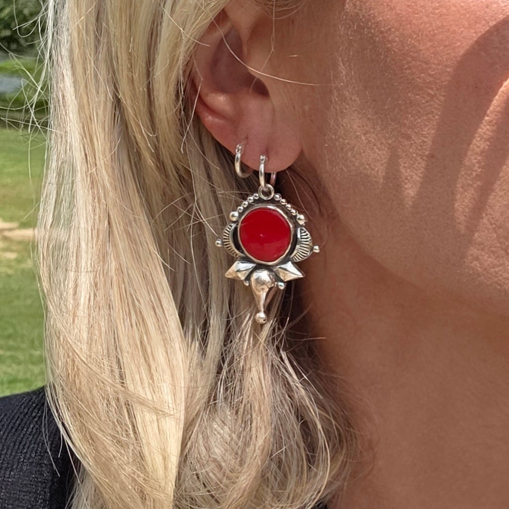 Candy Red Rosarita and Sterling Earrings