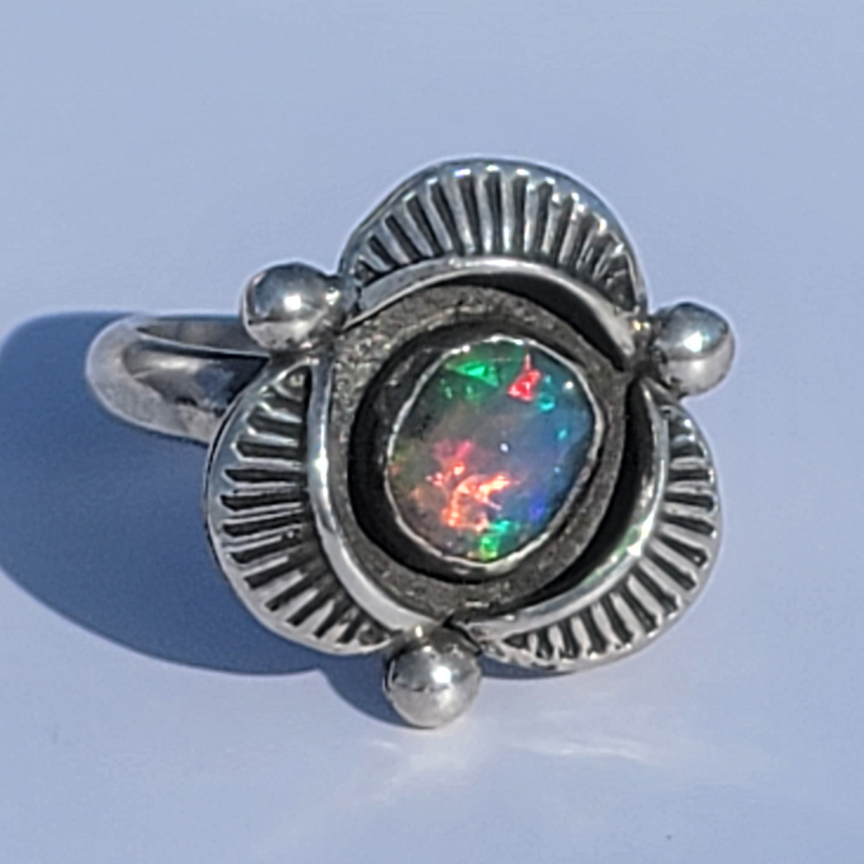 Ethiopian Opal Bloom Shadowbox Ring, Size 7