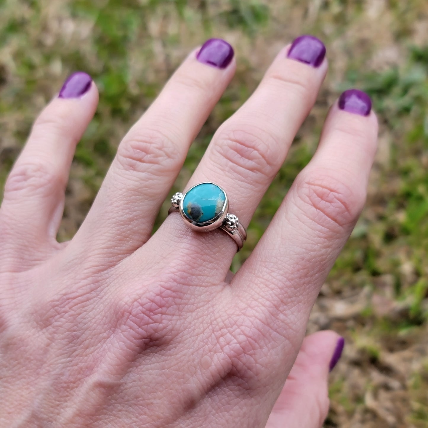 Sz. 8.5 Royston Turquoise and sterling double round band