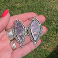 Lepidolite and Stamped Sterling Earrings