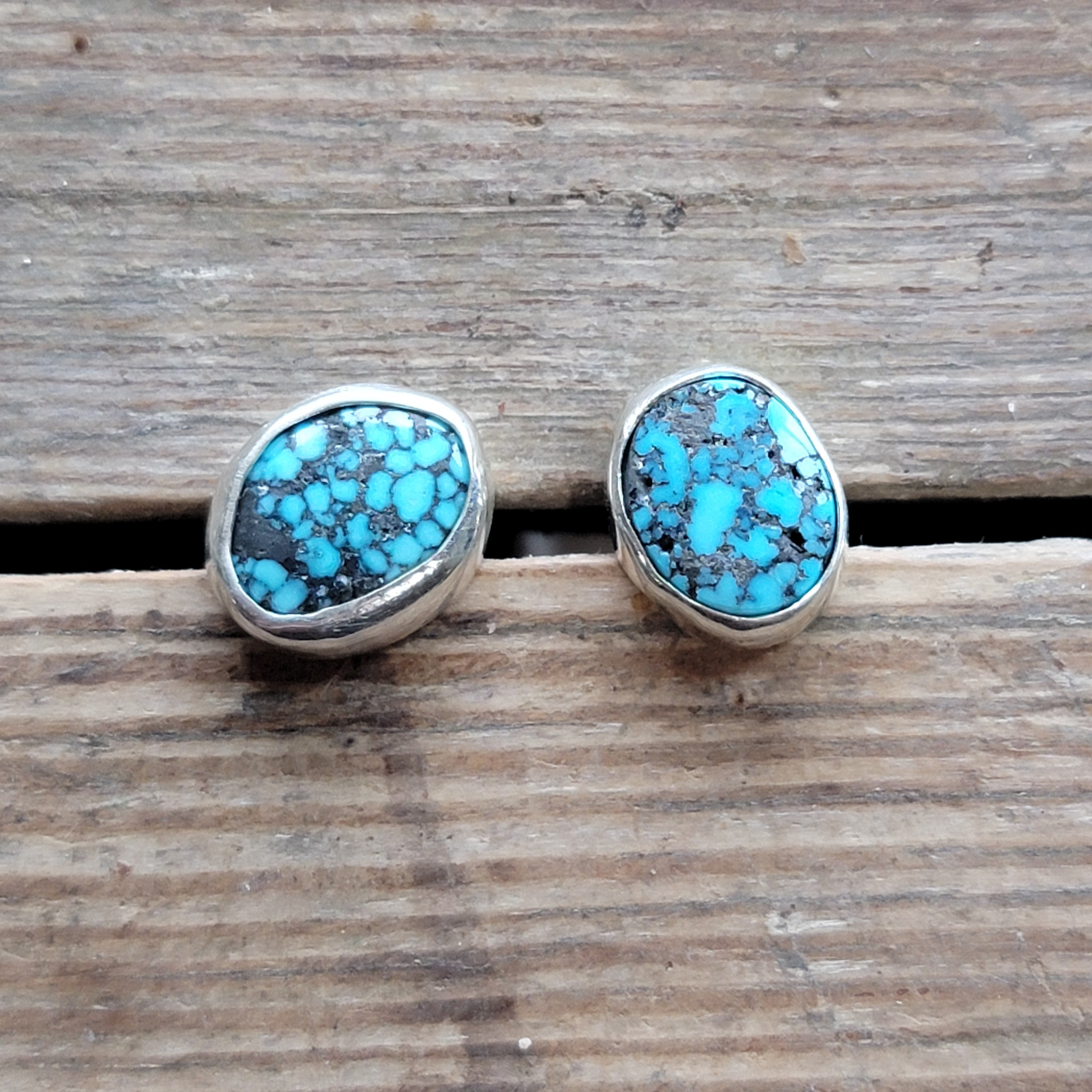 Black Web Kingman Turquoise Studs