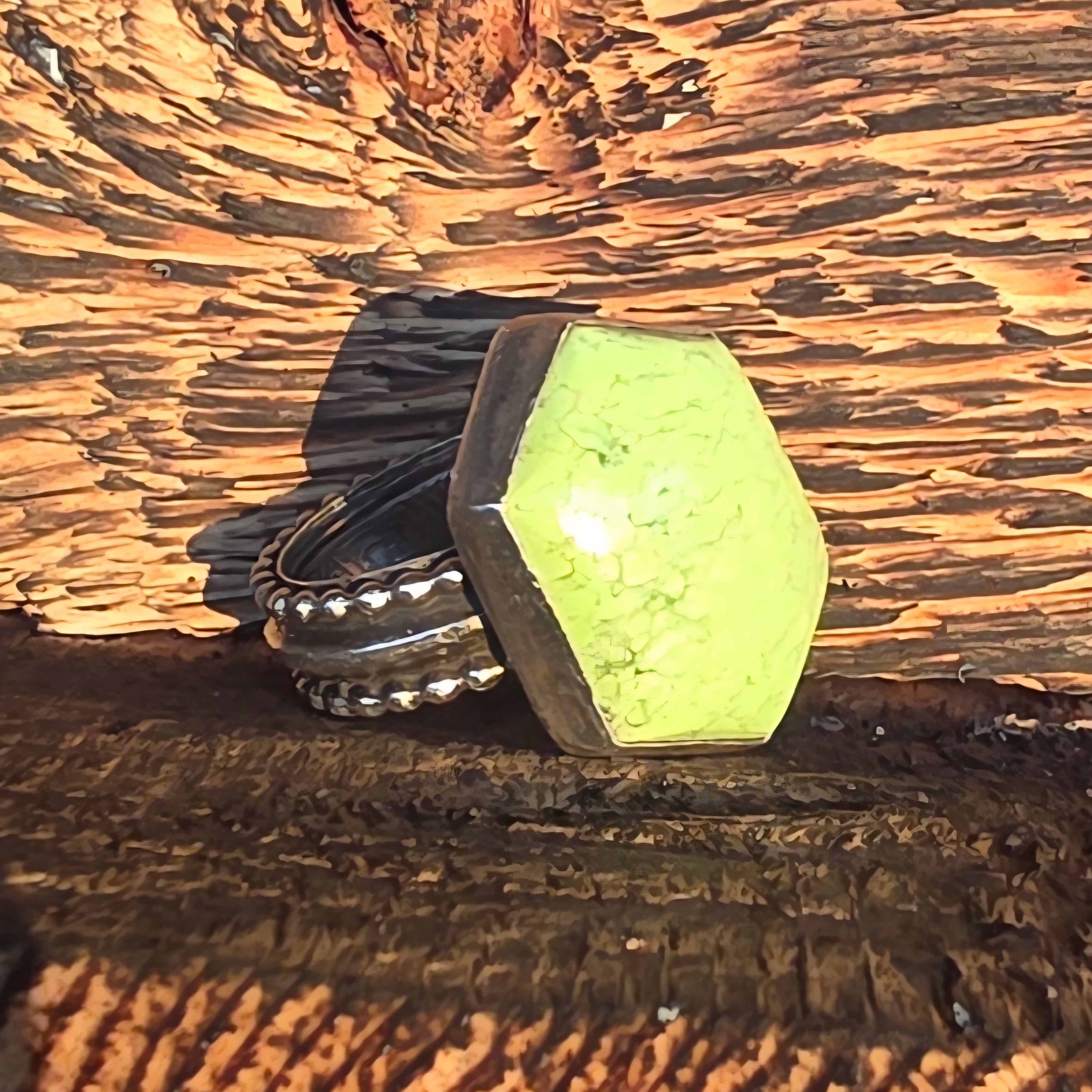 Lemon Chrysophase Sterling Ring Sz 7