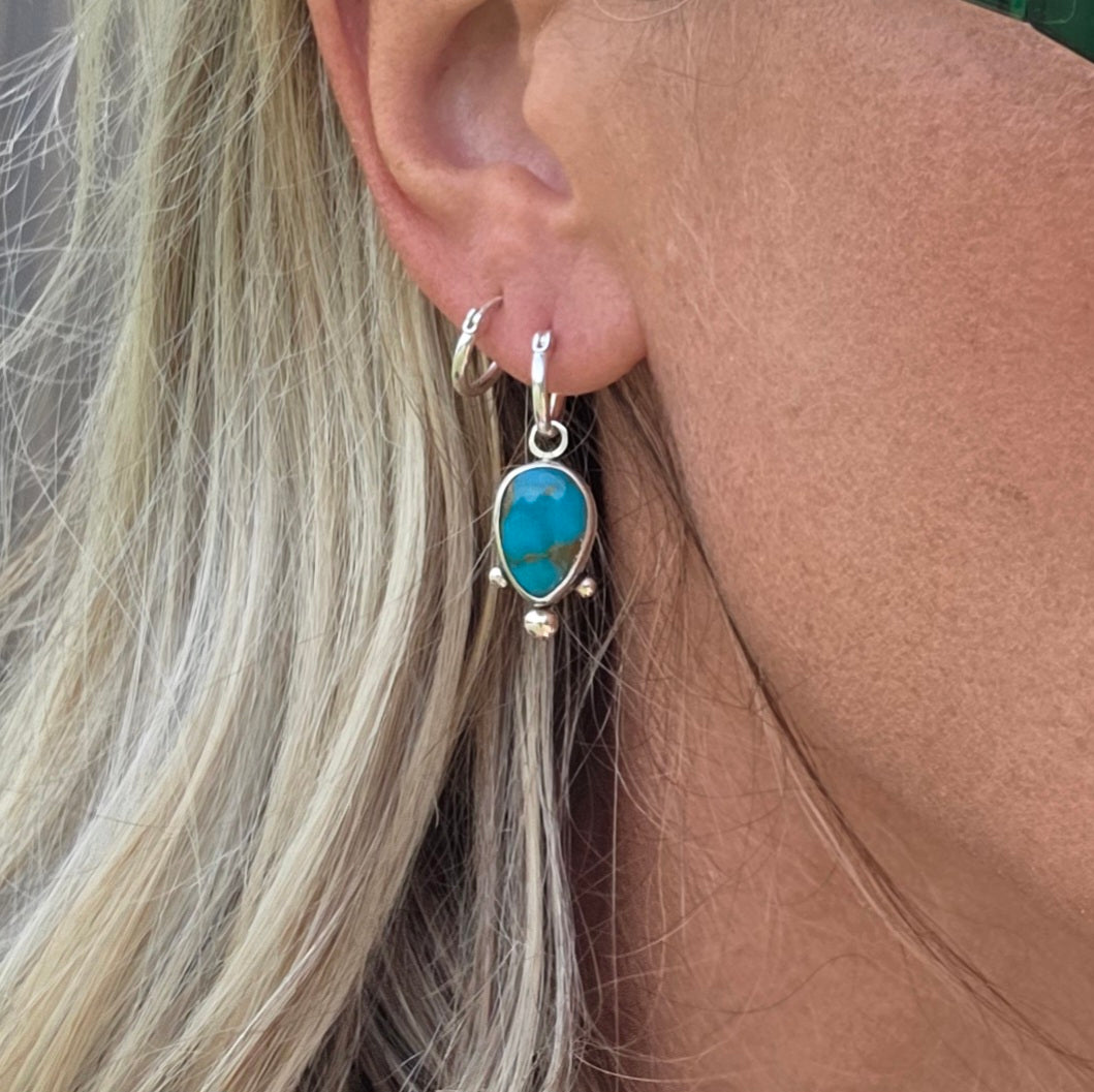 Royston Turquoise charm earrings with Bead details