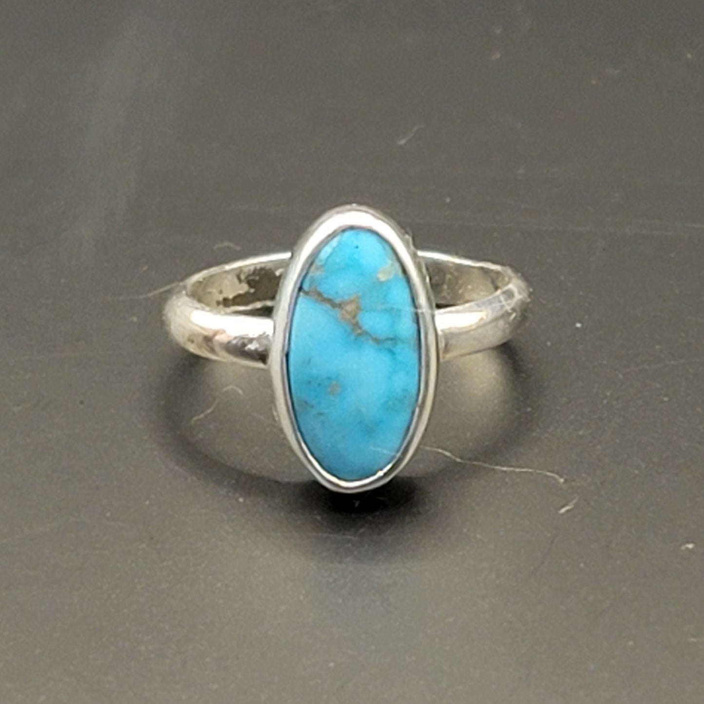 Sz. 6 Sonoran Mountain Turquoise and Wide Double Stamped Band Ring