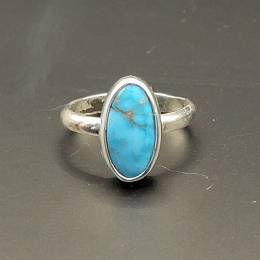 Sz. 6 Sonoran Mountain Turquoise and Wide Double Stamped Band Ring