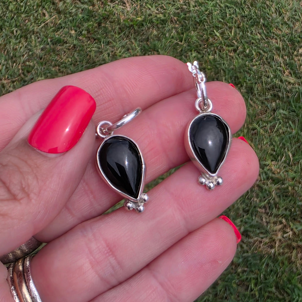 Onyx charm earrings with Bead details