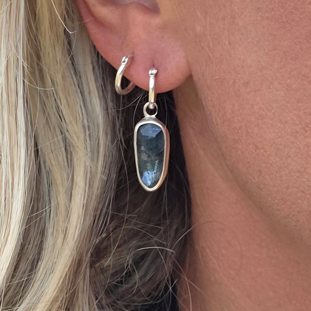 Rosecut Blue Kyanite Charm Earrings