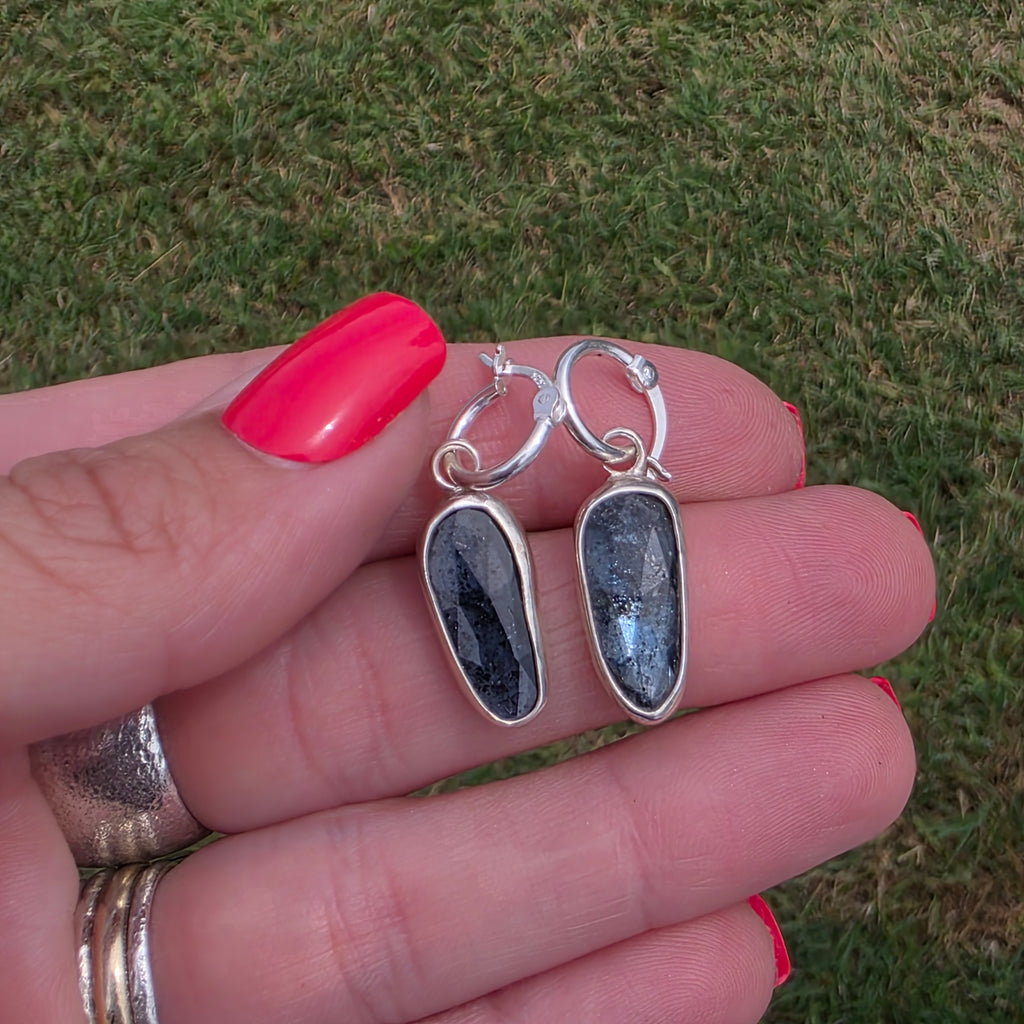 Rosecut Blue Kyanite Charm Earrings