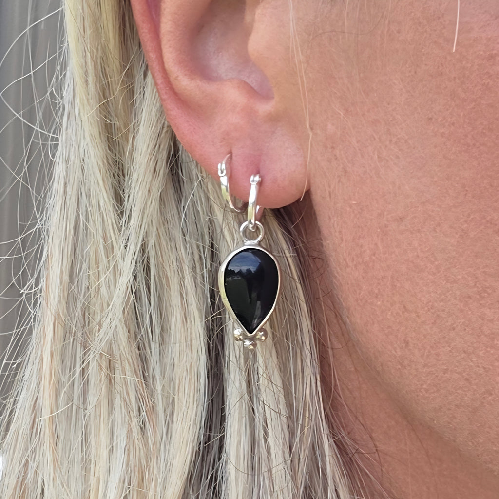 Onyx charm earrings with Bead details