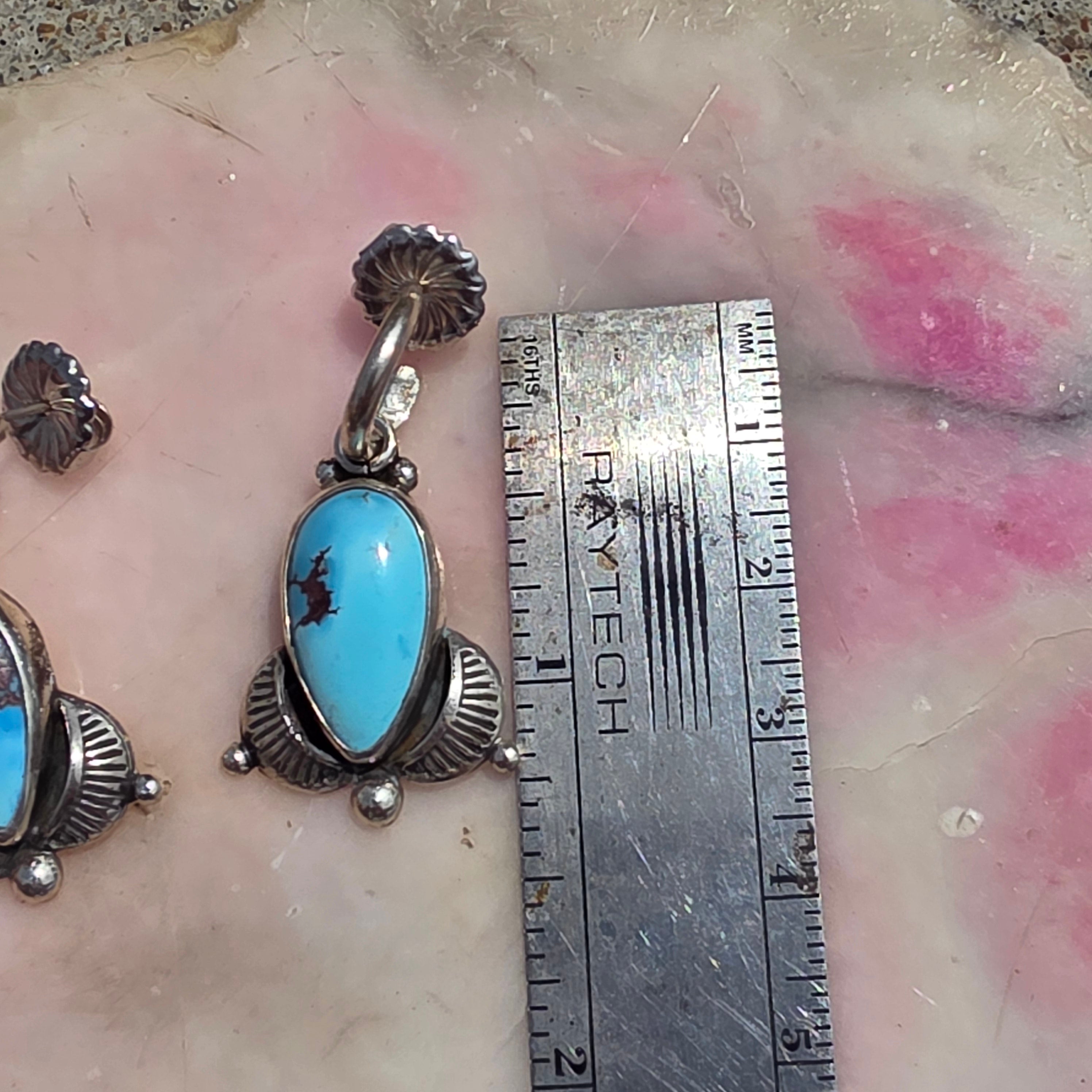 Golden Hills Lavender Turquoise charm earrings with stamped details